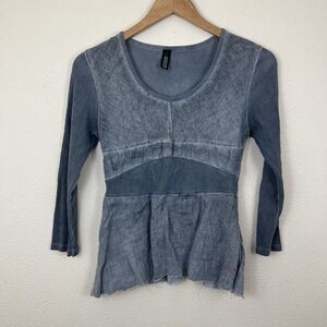 Inizio Chambray Babydoll Top Womens Size M Medium